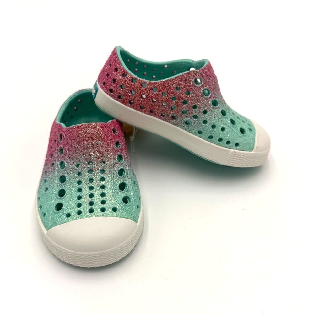 NEW Native Jefferson Bling Child Shoes - Hollywood Hydrangea Bling/Shell - c4